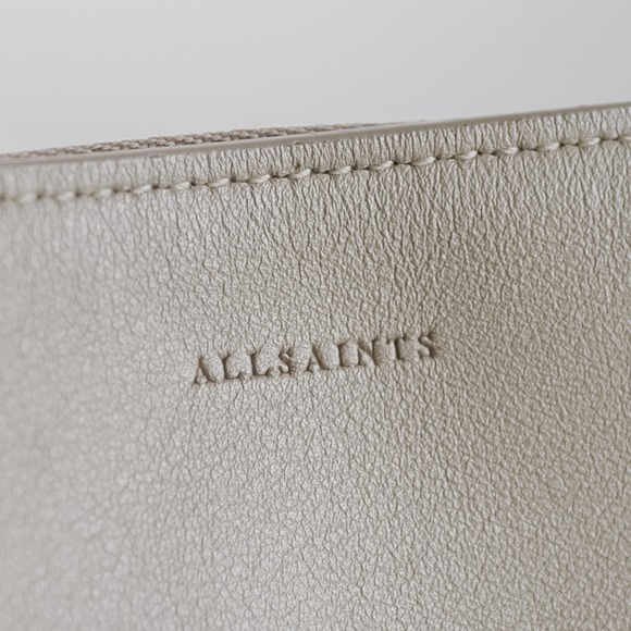 ALL SAINTS Kita Lea Crossbody Taupe Leather Bag Purse Shoulder Strap Smooth - Picture 2 of 12